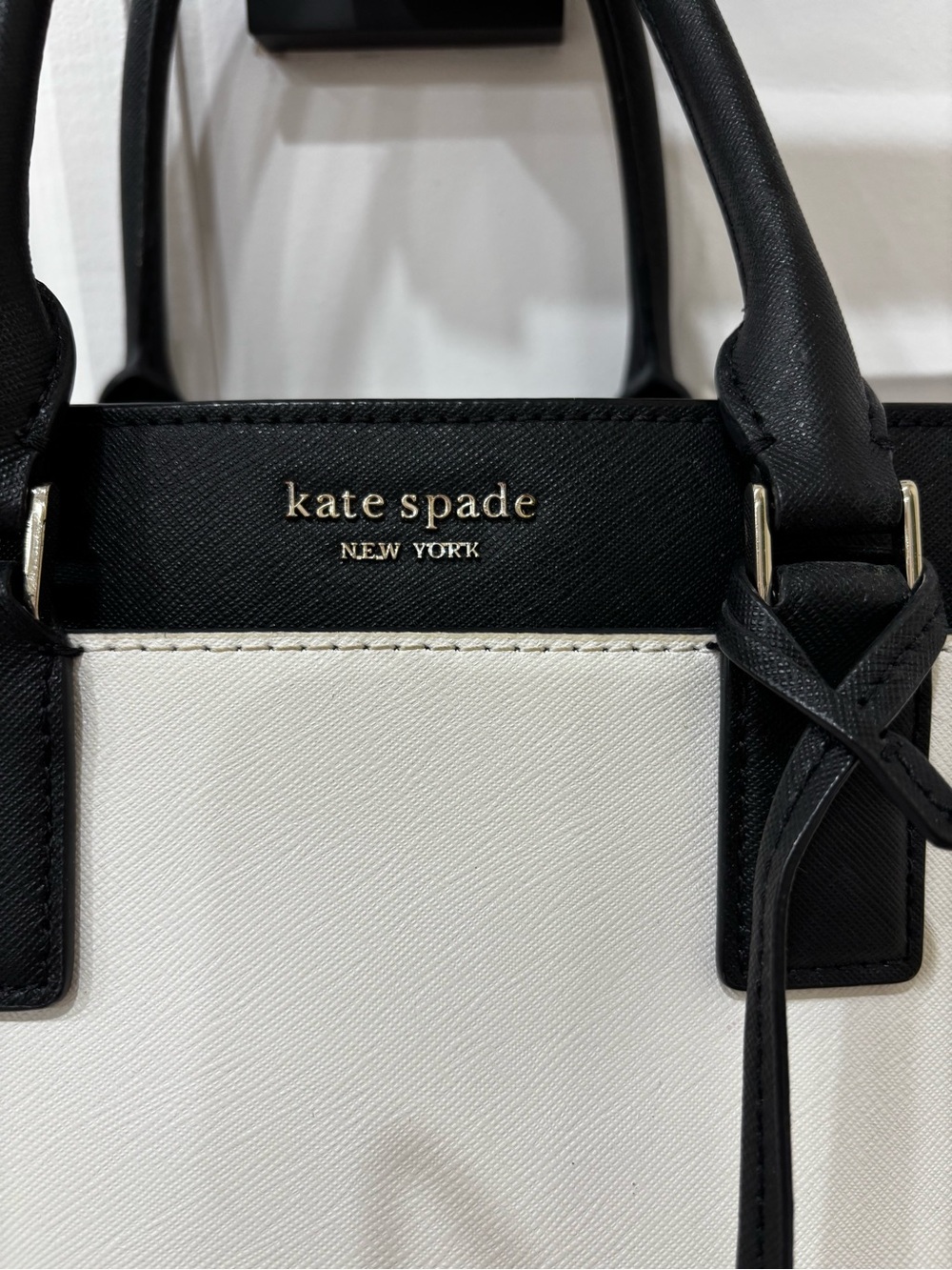 kate spade Two-Tone Satchel in White, Black and Taupe - Picture 2 of 14
